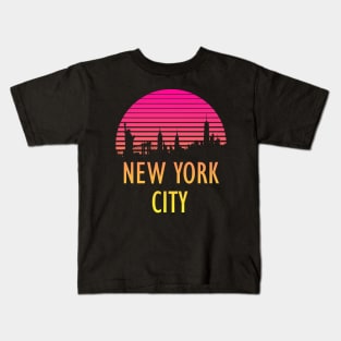 New York City 80s Tropical Sunset Kids T-Shirt